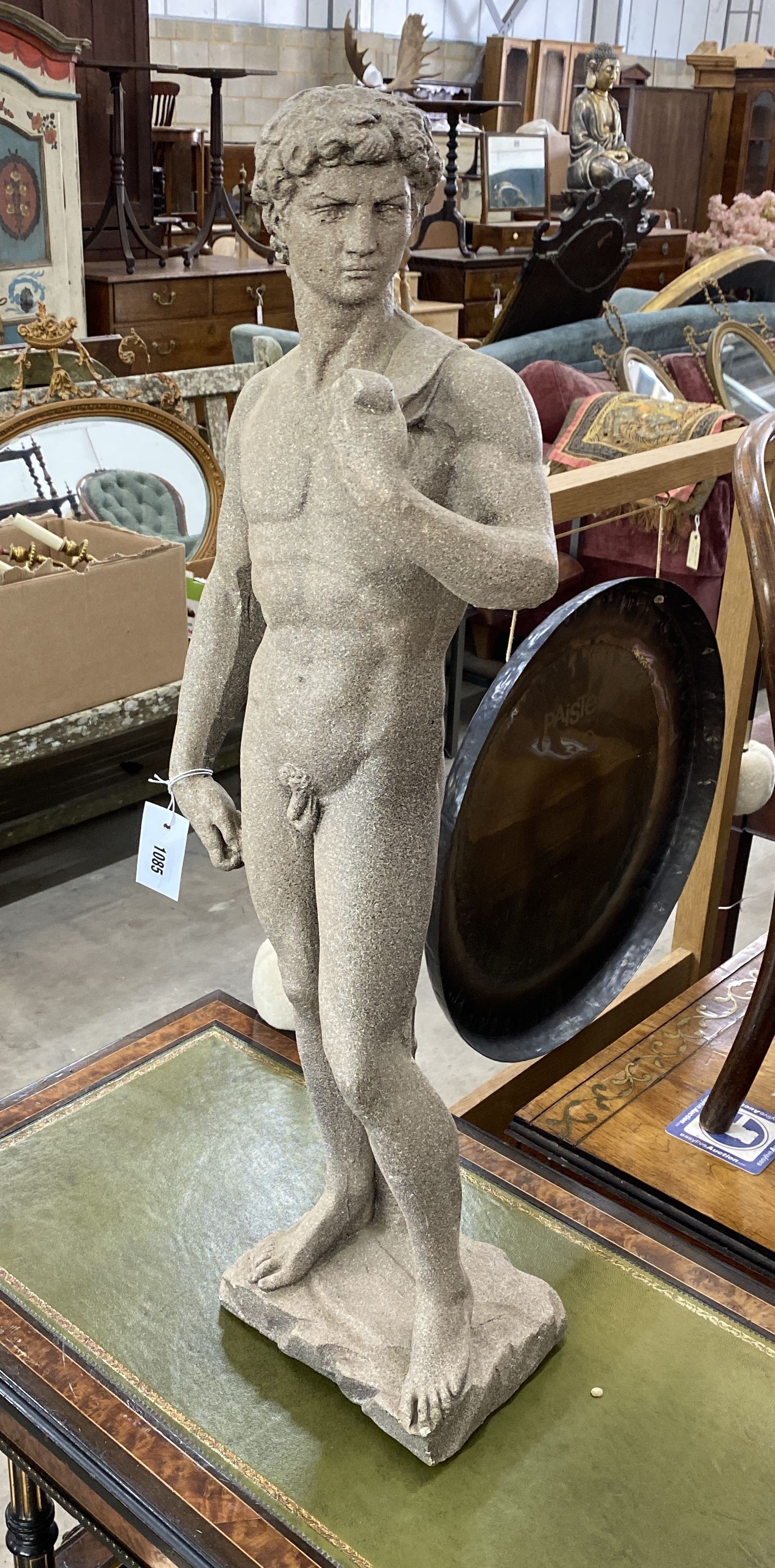 A cast plaster figure of David, height 83cm